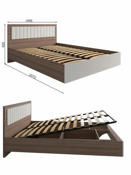 Кровать Роза 140 орех франклин/пудра скин тренто Кровать Роза 140 орех франклин/пудра скин тренто