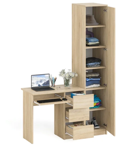 Комплект стол компьютерный МС-6 правый + Пенал МШ 400.1 дуб сонома