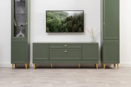 Модульная гостиная Марион дымчатый зеленый/олива шагрень