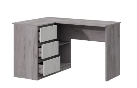 Стол угловой Соната дуб крафт серый/дуб крафт белый