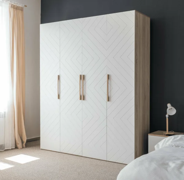 Шкаф 4-х створчатый Копенгаген дуб сонома/белый матовый