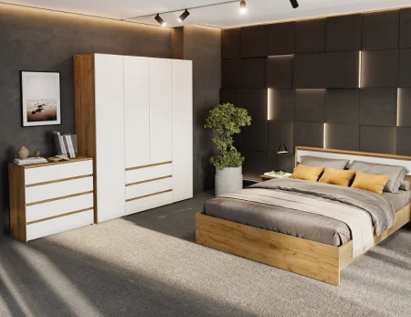 Комод 4 ящика Некст-1 дуб золотой/белый