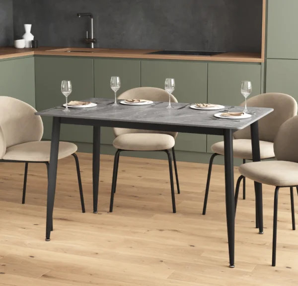 Обеденный стол DT-27 серый мрамор глянец