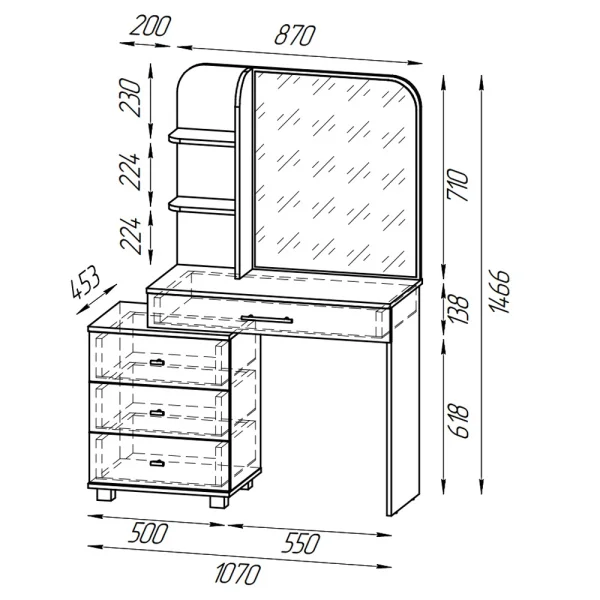 Трюмо 4-25100 Оливия дуб крафт серый/скандинавское дерево белое Трюмо 4-25100 Оливия дуб крафт серый/скандинавское дерево белое