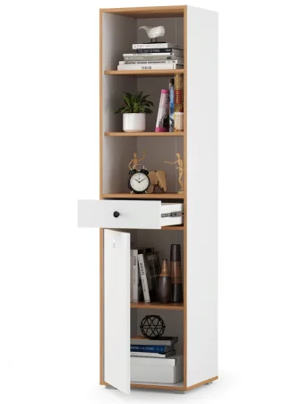 Стеллаж Вуди 13.146 белый премиум/дуб крафт золотой