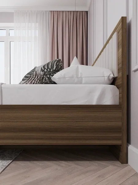 Кровать Роза 140 орех франклин/бежевый скин тренто Кровать Роза 140 орех франклин/бежевый скин тренто