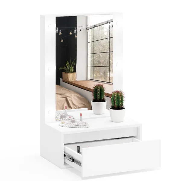 Стол косметический навесной с подсветкой белый Стол косметический навесной с подсветкой белый