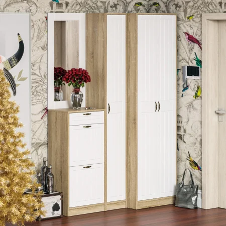 Шкаф П-6 дуб сонома/белое дерево фрезеровка прованс