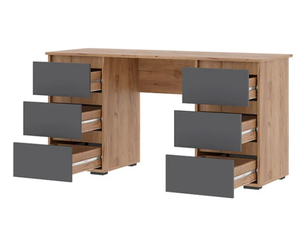 Письменный стол Хелен ПС-02 серый графит/дуб крафт золото