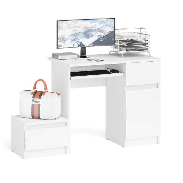 Комплект Мори Стол компьютерный МС-1 правый + Тумба ТПМ 400.1 белый