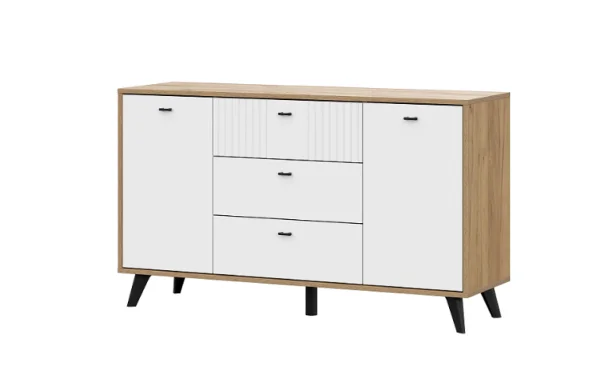 Комод Милан 3 ящика двухстворчатый дуб золотой/белый матовый Комод Милан 3 ящика двухстворчатый дуб золотой/белый матовый