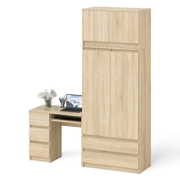 Комплект стол компьютерный МС-6 левый + Шкаф МШ 900.1 + Антресоль МА 900.1 дуб сонома