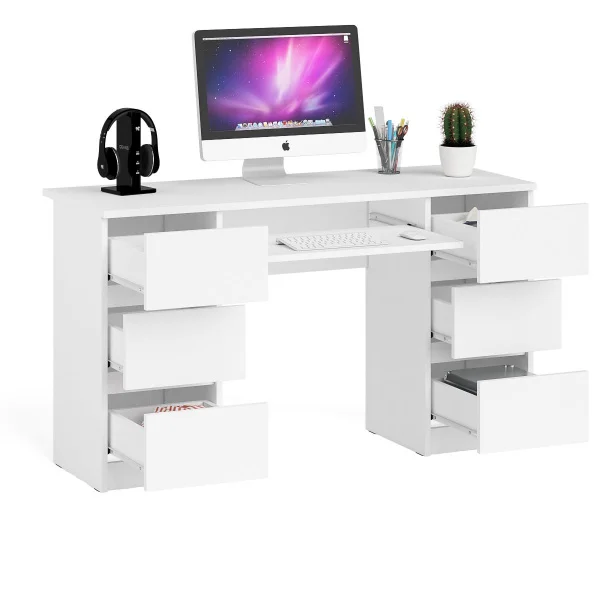 Компьютерный стол с двумя тумбами МС-2 белый