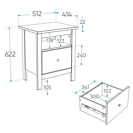 Тумба прикроватная Сага серая
