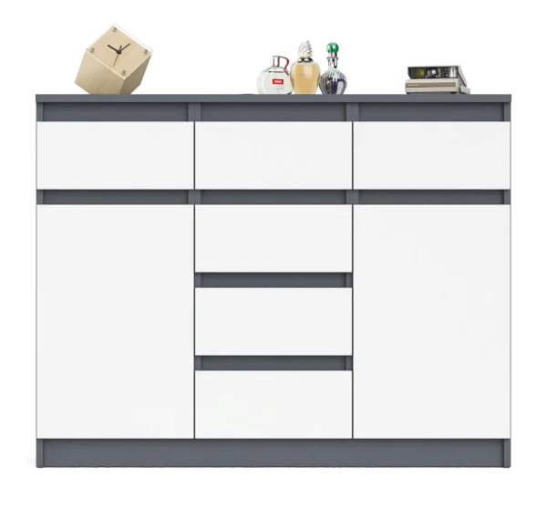 Комод с ящиками и дверками МК 1200.4 графит/белый Комод с ящиками и дверками МК 1200.4 графит/белый