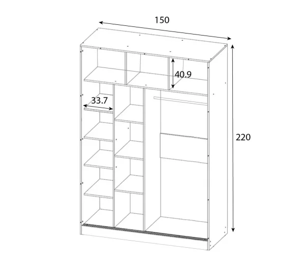 Шкаф-купе Соренто дуб крафт золотой/бетон темный