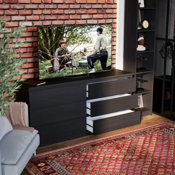 Комод шесть ящиков Варма 6Д черный шпон Комод шесть ящиков Варма 6Д черный шпон