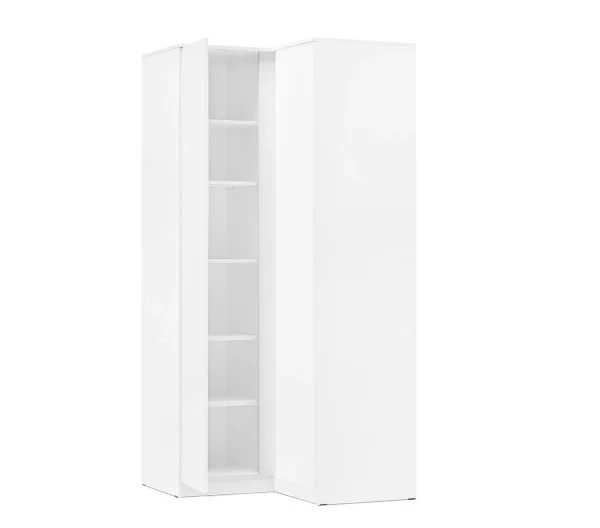 Шкаф угловой прямой Челси белый/белый глянец Шкаф угловой прямой Челси белый/белый глянец