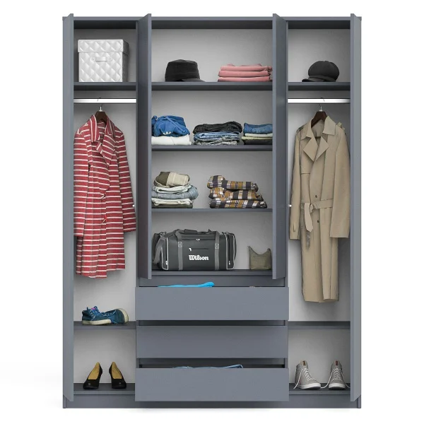 Шкаф с тремя ящиками и четырьмя дверками МШ 1600.1 графит