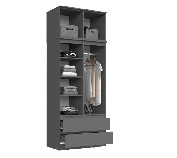 Шкаф 2-х ств комбинированный с антресоль-тумба универсальная Челси графит