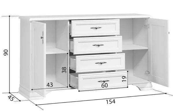 Комод Кентаки KOM2D4S белый Комод Кентаки KOM2D4S белый