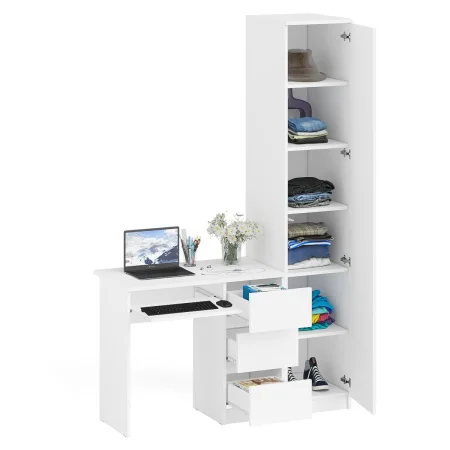 Комплект Мори Стол компьютерный МС-6 правый + Пенал МШ 400.1 белый