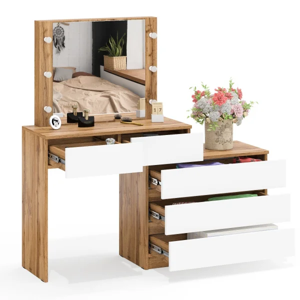 Стол косметический с подсветкой 110 дуб вотан/белый Стол косметический с подсветкой 110 дуб вотан/белый