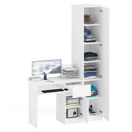 Комплект Мори Стол компьютерный МС-1 правый + Пенал МШ 400.1 белый