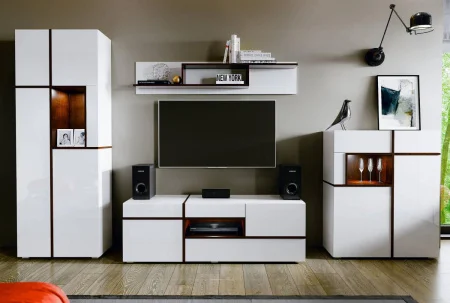 Гостиная Мадера белый глянец