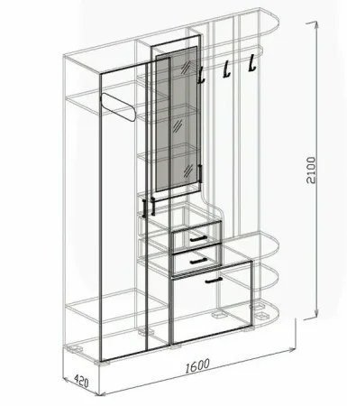 Прихожая Берта дуб крафт серый/ателье темное