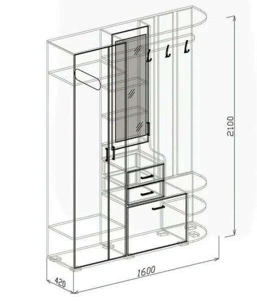 Прихожая Берта дуб крафт серый/ателье темное
