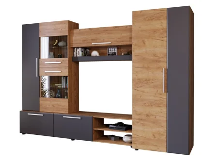 Стенка Сафари дуб крафт золотой/графит