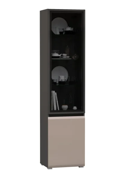 Шкаф-витрина Сидней 13.201 антрацит/веллюто капучино