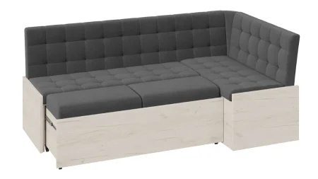 Скамья угловая Форест со спальным местом дуб крафт белый, велюр серый