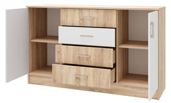 Комод Беатрис К1400 дуб сонома/белый глянец Комод Беатрис К1400 дуб сонома/белый глянец