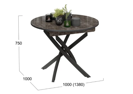 Стол обеденный Diamond тип 3 ателье темный глянец