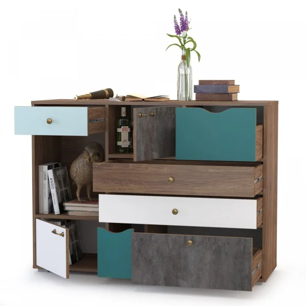 Комод Вайс 10.104 морское дерево винтаж/камень тёмный/бензин/мята/белый премиум Комод Вайс 10.104 морское дерево винтаж/камень тёмный/бензин/мята/белый премиум