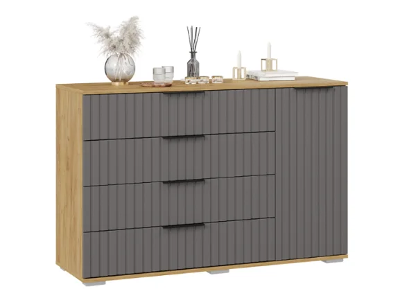 Комод комбинированный Хилтон дуб крафт золотой/графит матовый Комод комбинированный Хилтон дуб крафт золотой/графит матовый