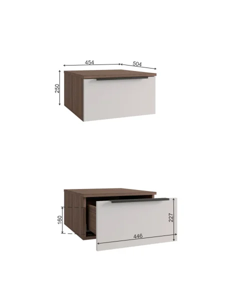 Тумба прикроватная подвесная Роза орех франклин/бежевый софт тренто Тумба прикроватная подвесная Роза орех франклин/бежевый софт тренто