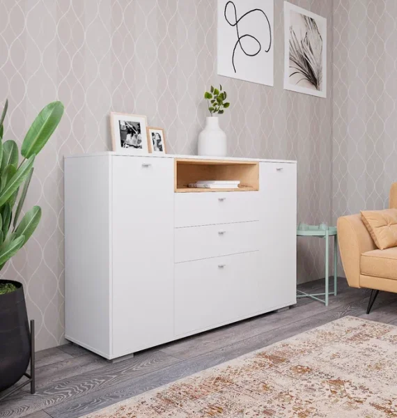 Комод Ланс К303 белый/дуб бунратти Комод Ланс К303 белый/дуб бунратти