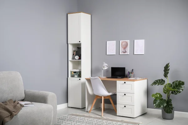 Стеллаж Остин 16.427 белый шагрень/дуб крафт золотой