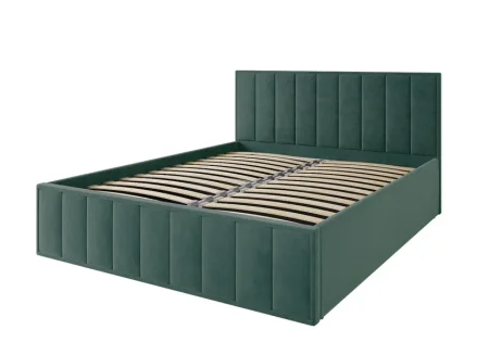 Кровать Лана 160х200 с подъемным механизмом, велюр зеленый софт