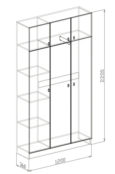 Шкаф 3-х дверный Вега ясень шимо темный/мокко глянец