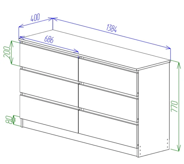 Комод Охта Лайт 1380.6 дуб вотан/белый Комод Охта Лайт 1380.6 дуб вотан/белый