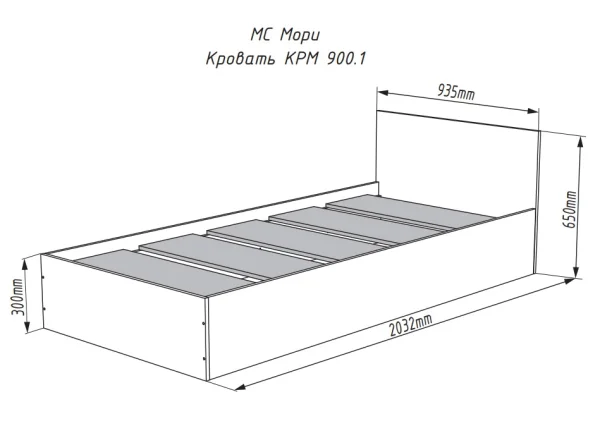 Кровать односпальная Мори КРМ 900.1 сатин Кровать односпальная Мори КРМ 900.1 сатин