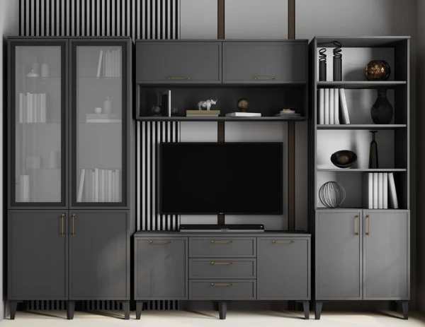 Шкаф-витрина Толедо ТШ-3 графит серый