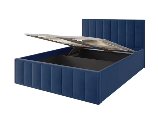 Кровать Лана 140х200 с подъемным механизмом, велюр синий софт Кровать Лана 140х200 с подъемным механизмом, велюр синий софт