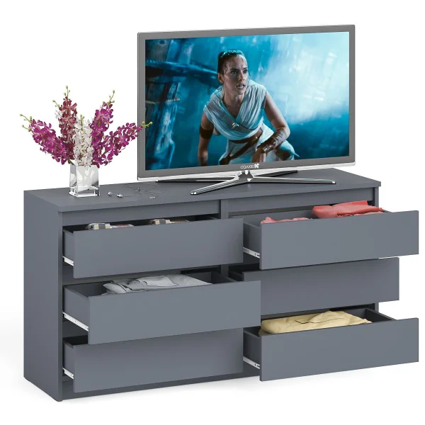 Комод на шесть ящиков МК 1380.6 графит Комод на шесть ящиков МК 1380.6 графит