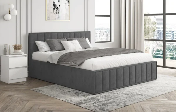 Кровать Лана 140х200 с подъемным механизмом, велюр графит софт Кровать Лана 140х200 с подъемным механизмом, велюр графит софт