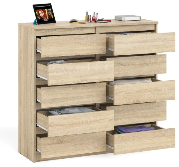 Комод десять выдвижных ящиков МК 1200.10 дуб сонома Комод десять выдвижных ящиков МК 1200.10 дуб сонома